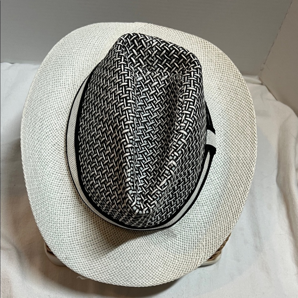 Short Brim Western Cowboy Hat - Black & White - Picture 2 of 9